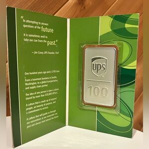 Commemorative UPS 100 Years Metal Bar from Aircraft Boeing 727 N907UP